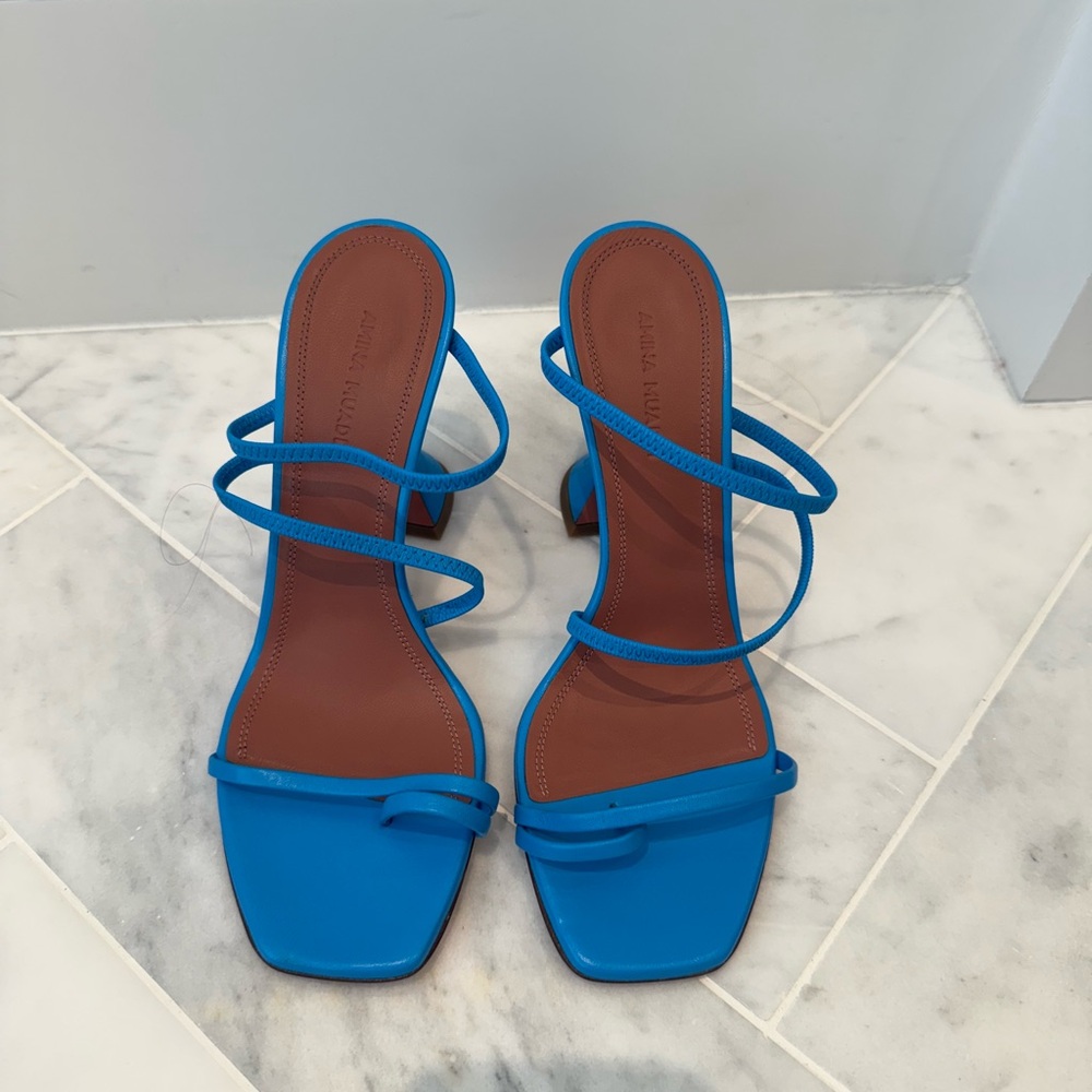 Amina Muaddi Vibrant Blue Heels